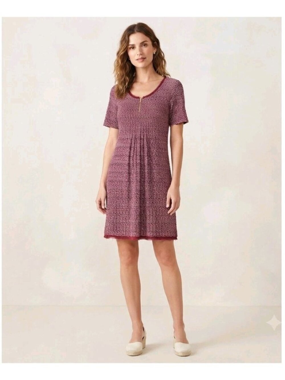 Antropologie Maeve Dress Womens Sz M Burgundy Fringe Boho Knee-length